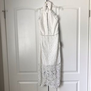 Lulus white high-neck lace dress